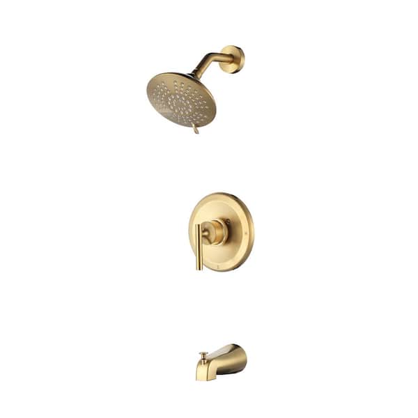 ARCORA 6 in Shower System with Bathtub Spout Shower and Thermostatic Valve in Brushed Gold