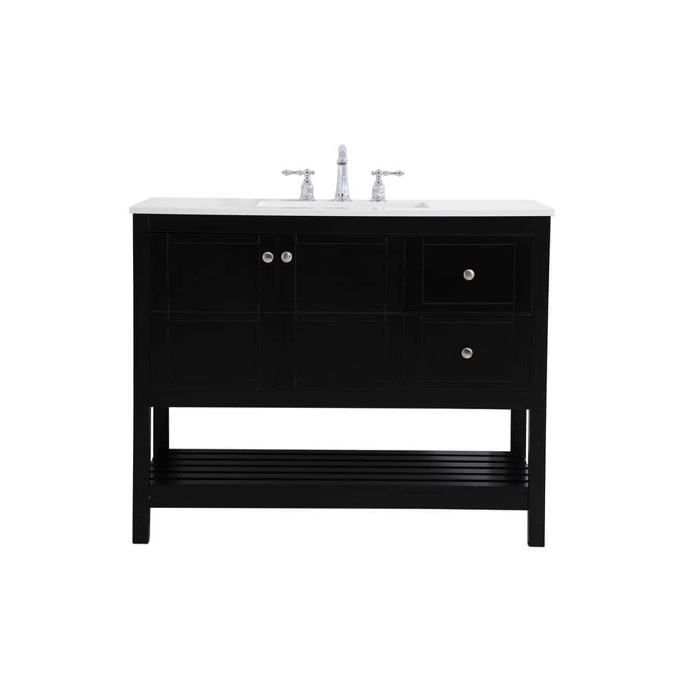 Timeless 42 in. W x 22 in. D x 34 in. H Single Bathroom Vanity in Black wit
