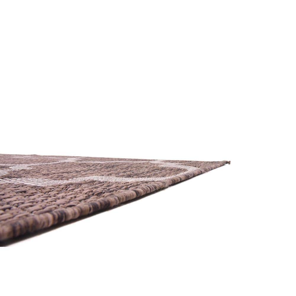 Rectangular Easy-Care Outdoor Lattice Brown Rug