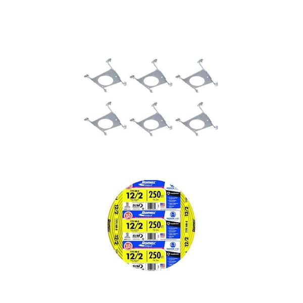 250 ft. 12/2 Solid Romex SIMpull Wire and HL 6 in. Canless Recessed Fixture Mounting Frame Combo (6-Pack)