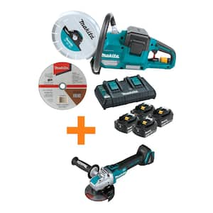 18V X2 (36V) LXT Brushless 9 in. Power Cutter Kit, 4 Batteries(5.0 Ah) with 18V LXT Brushless X-LOCK Angle Grinder