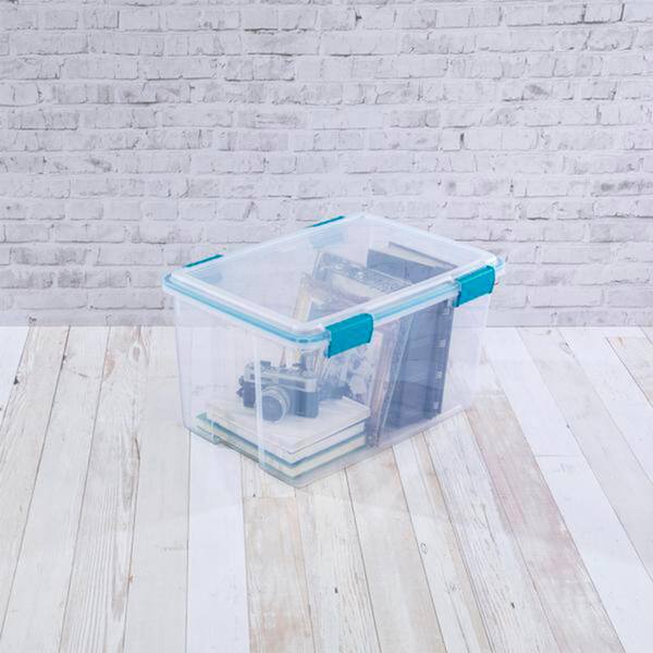 Sterilite 4-Pack 54-Quart Gasket Boxes - Stackable, Latching Storage Bins With Tight Seal