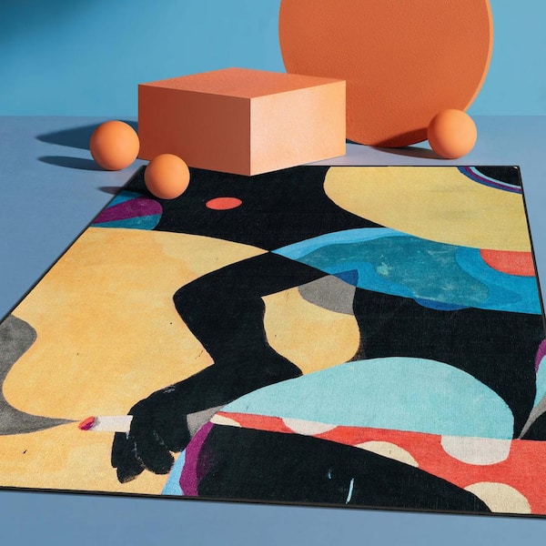 Misha The Sunday Jungle Life's a Beach Modern Abstract Multi 6 ft. 7 in. x 9 ft. 3 in. Area Rug