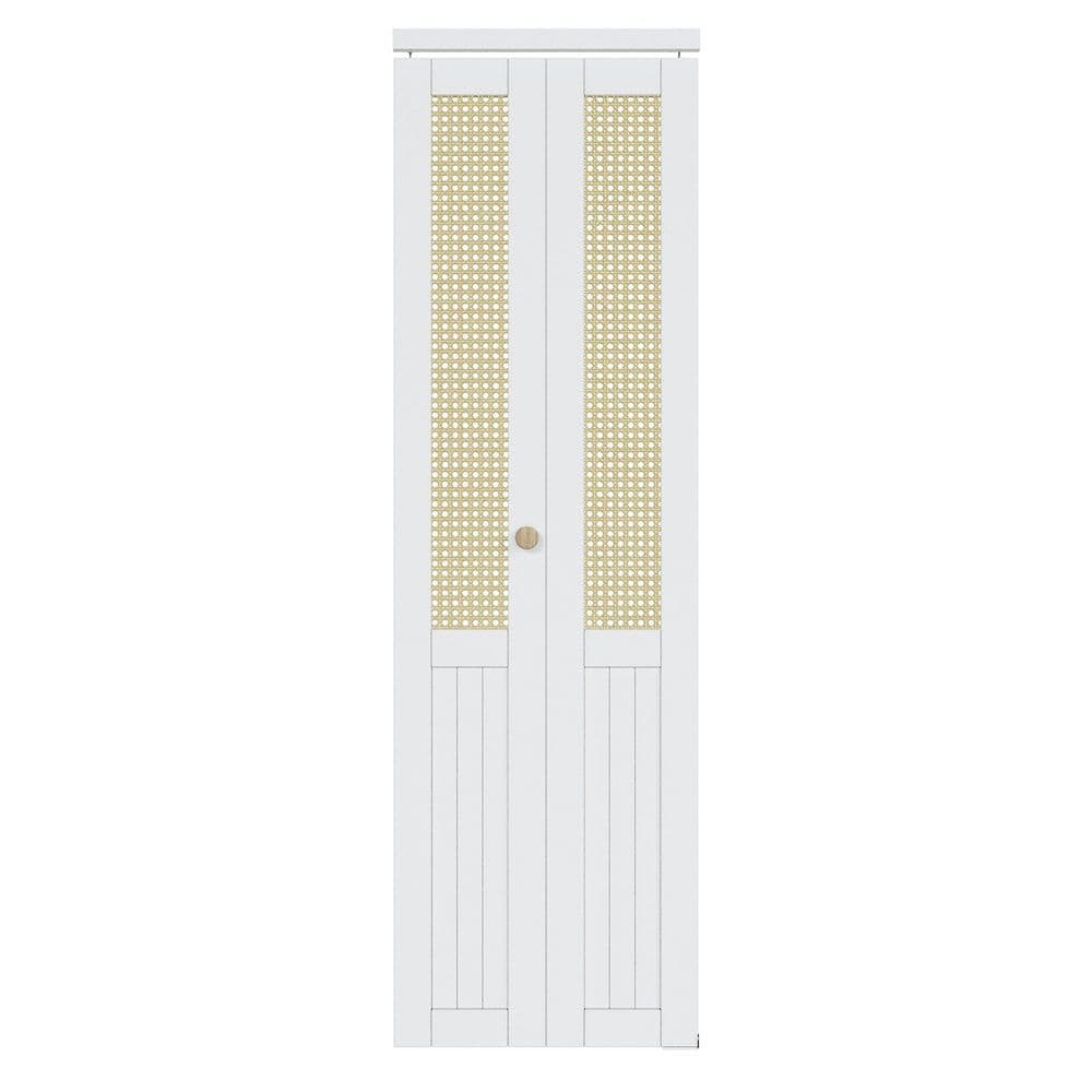 24 in. x 80 in. Imitated Rattan Weaving Paneled and Solid Core White Finished Wood Bi-Fold Door with Hardware price history on PriceWatchPro