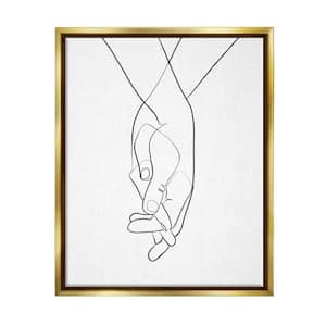 Hands Intertwined Romantic Gesture Minimal Linework" by Ros Ruseva Floater Frame People Wall Art Print 17 in. x 21 in.
