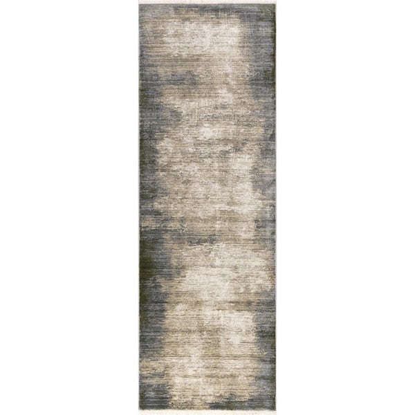 Rhianna Contemporary Abstract Dark Beige 3 ft. x 8 ft. Indoor/Outdoor Patio Runner Rug