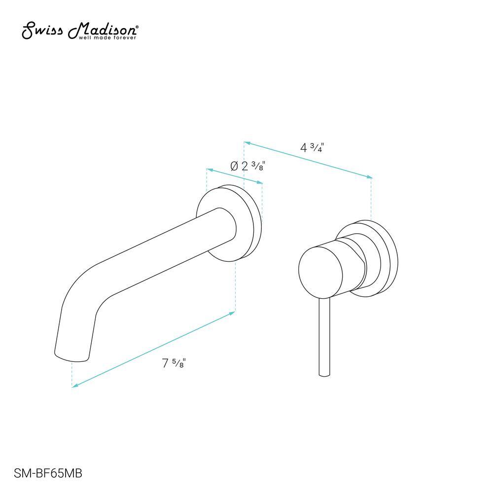 Ivy Matte Black Brass Single-Handle Wall-Mount Bathroom Faucet