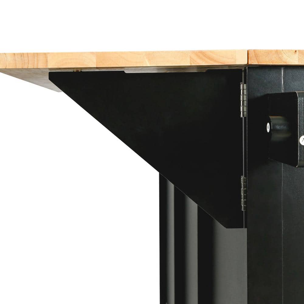 Black Wood Drop-Leaf Kitchen Cart with Storage and Spice Rack