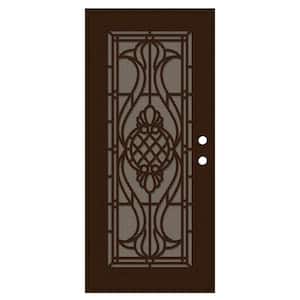 Manchester 30 in. x 80 in. Right Hand/Outswing Copper Aluminum Security Door with Bronze Perforated Metal Screen