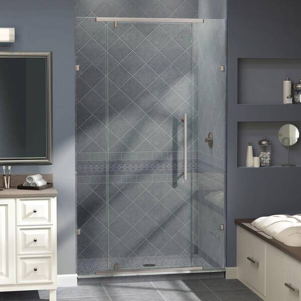 DreamLine Vitreo 46-1/8 in. x 76 in. Semi-Framed Pivot Shower Door in Brushed Nickel