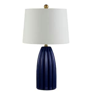 Kayden 25. 5 in. Navy Blue Table Lamp with White Shade