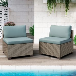Keys Metal Outdoor Sectional with Sky Blue Cushions