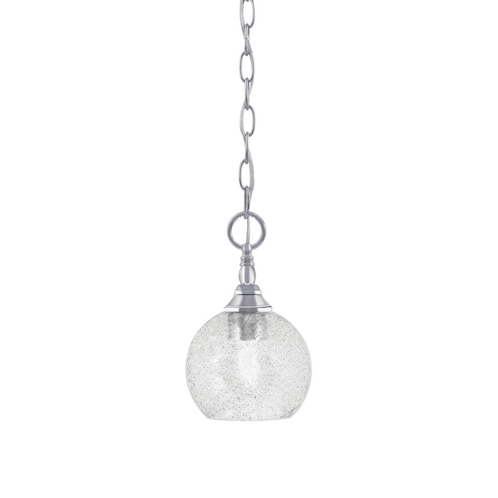 Elva 100-Watt 1-Light Chrome Shaded Pendant Light with 5.75 in. Smoke Bubbl