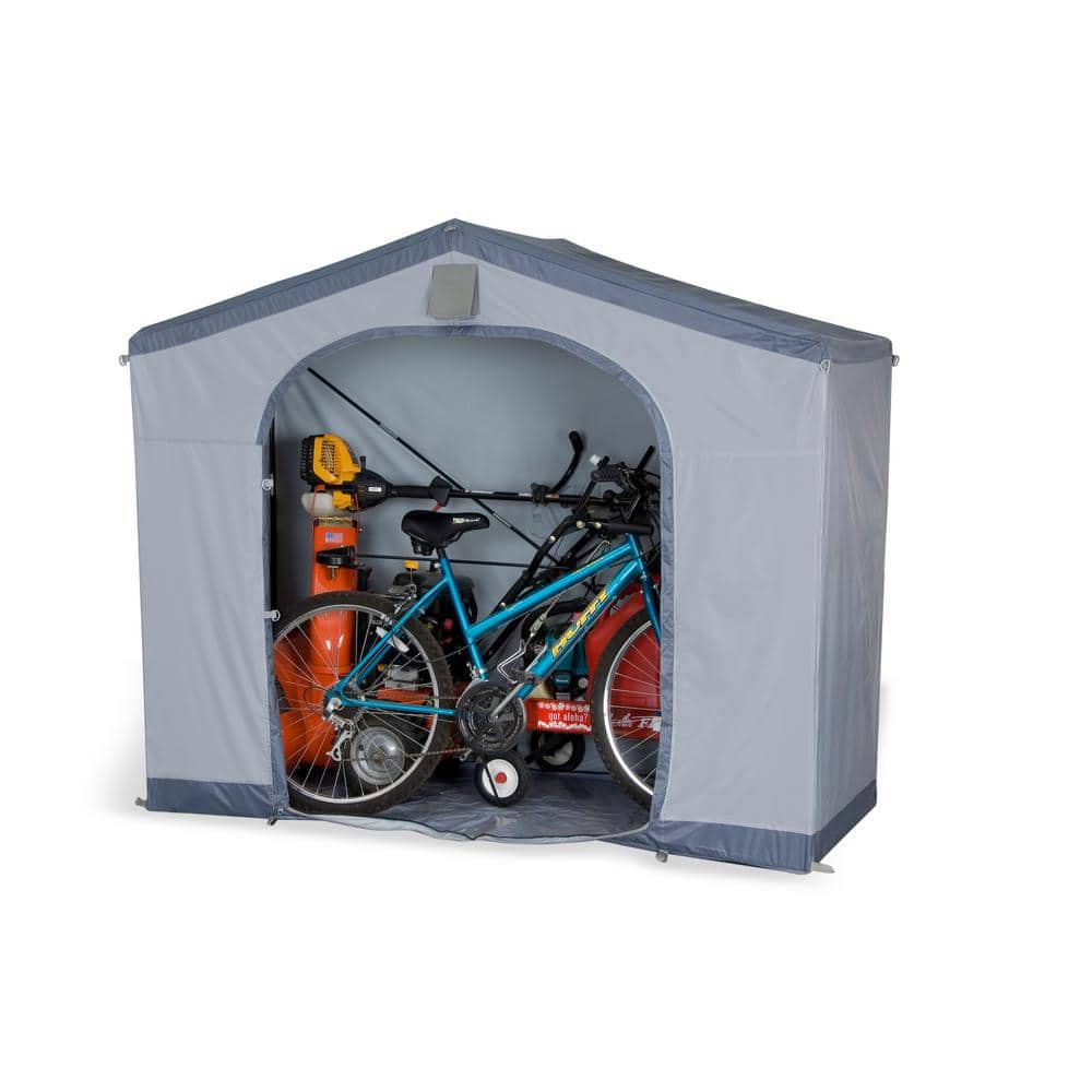 Gray Portable Vinyl Storage Shed with Screened Vents