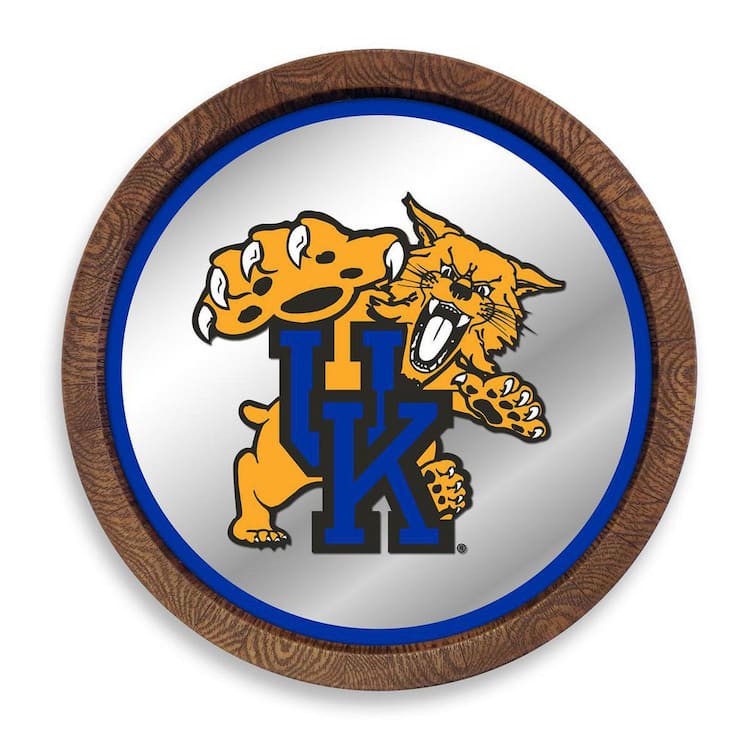 20 in. Kentucky Wildcats Mascot "Faux" Barrel Top Mirrored Decorative Sign