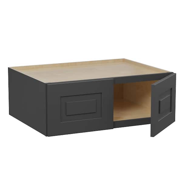 Home Decorators Collection Grayson 33 in. W x 24 in. D x 15 in. H Assembled Plywood Wall Bridge Kitchen Cabinet in Deep Onyx with Soft Close