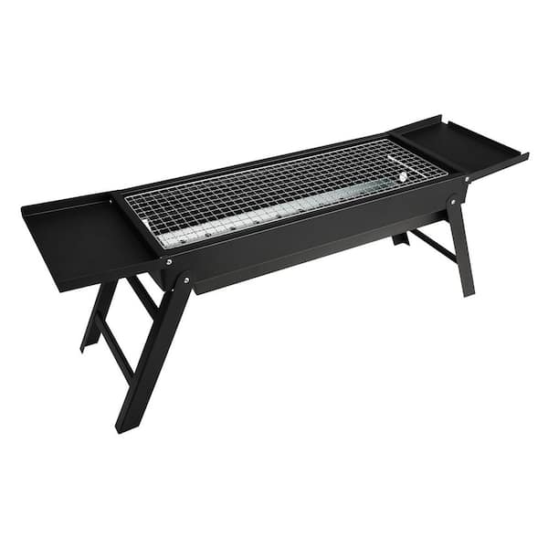 23 in. Portable Charcoal Grill Flat Top Propane Gas Grills Compact Foldable Grill in Black with Heavy-Duty Steel Grill