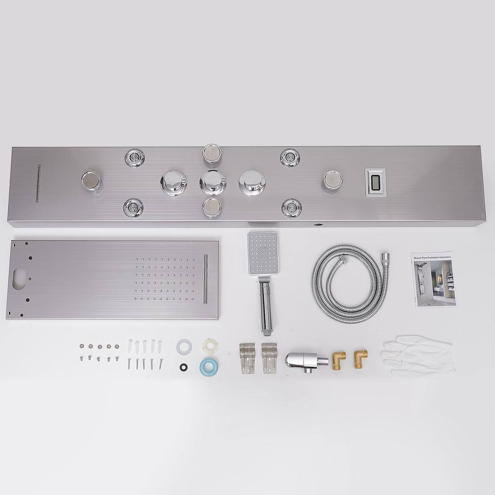 Nickel Chrome 8-Jet Rainfall Shower Panel System with Handheld Wand