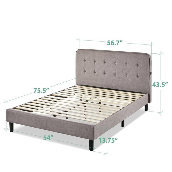 Full Upholstered Platform Bed Frame, King Bed With Usb Ports