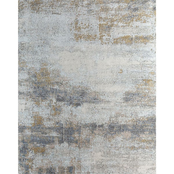 8 ft. x 10 ft. Gold Abstract Hand Knotted Area Rug
