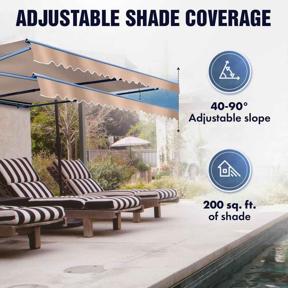 Forest Green Motorized Retractable Awning with Black Frame, 20x10