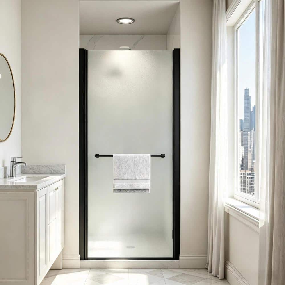 24-26 in. W x 72 in. H Frameless Pivot Shower Door in Matte Black with Frosted Tempered Glass price history on PriceWatchPro