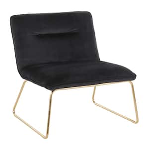 Casper Gold Accent Chair in Black Velvet