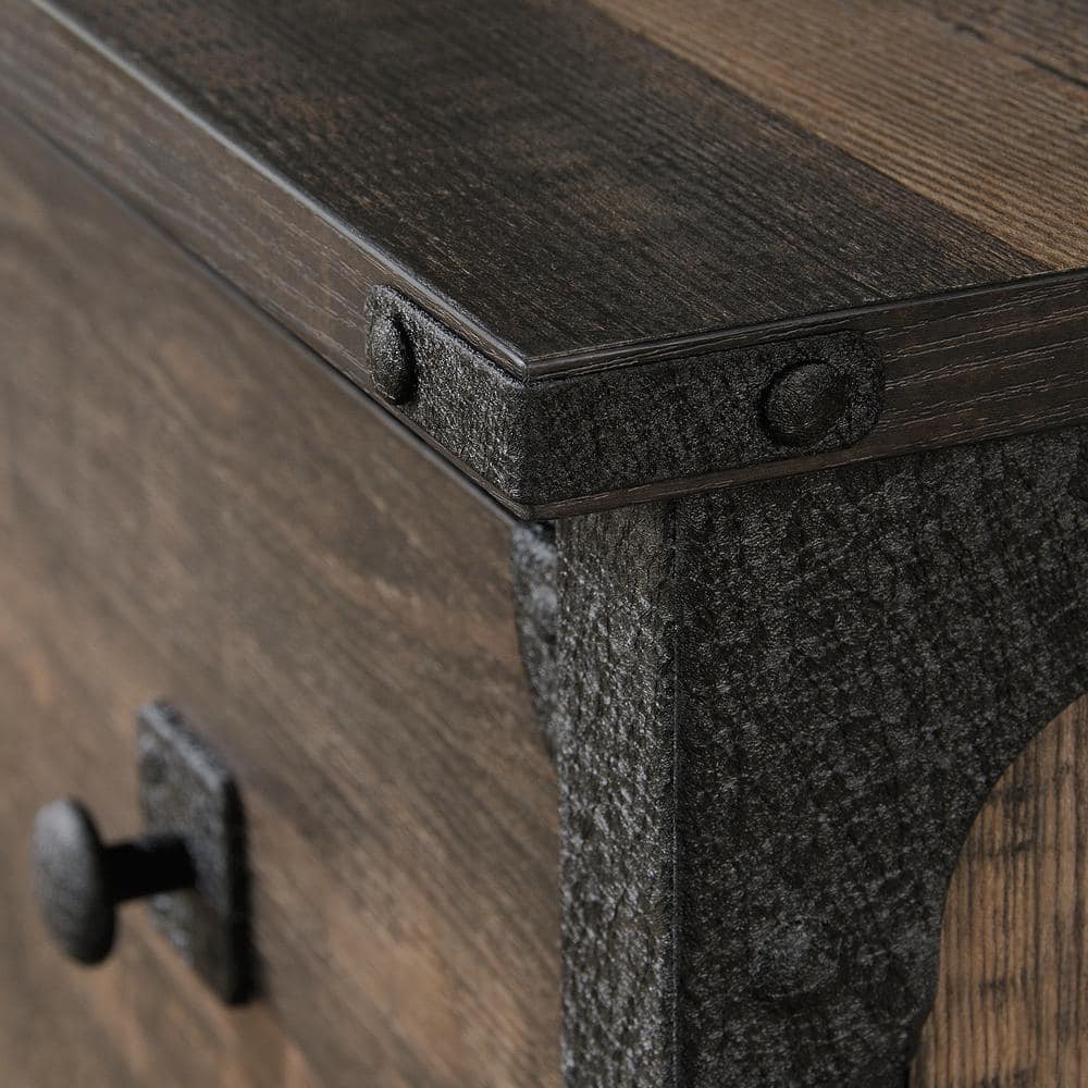 Carbon Oak 2-Drawer Industrial Lateral File Cabinet