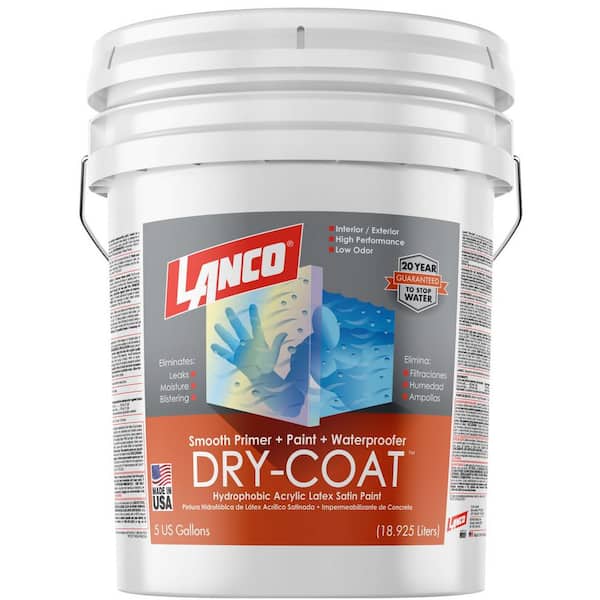 Lanco Dry-Coat 5 gal. White and Paste Satin Acrylic-Latex Interior and Exterior Smooth Masonry Paint