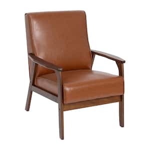 Cognac Faux Leather Leather/Faux Leather Accent Chair