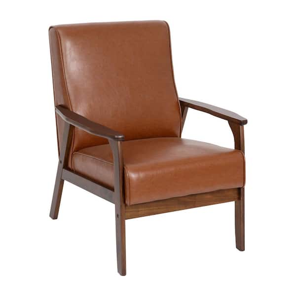 TAYLOR + LOGAN Cognac Faux Leather Leather/Faux Leather Accent Chair