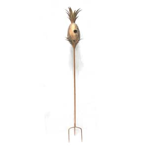 67.25 in. Tall Pineapple Shaped Copper Finish Birdhouse Stake