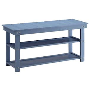 Oxford Blue Bench with Shelves 17 in. H x 35.5 in. W x 12 in. D