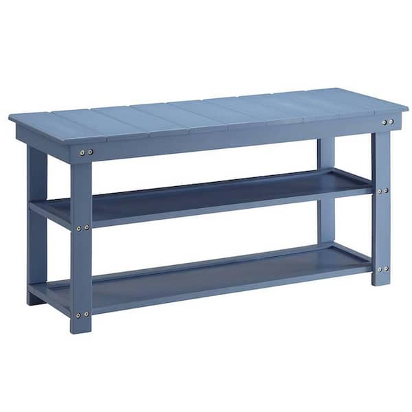Convenience Concepts Oxford Blue Bench with Shelves 17 in. H x 35.5 in. W x 12 in. D