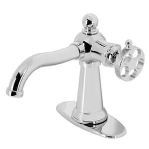 Webb Single-Handle Single Hole Bathroom Faucet with Push Pop-Up and Deck Plate in Polished Chrome