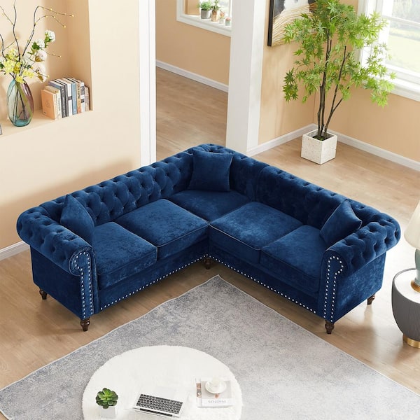 L Shaped Velvet Sectional Sofa