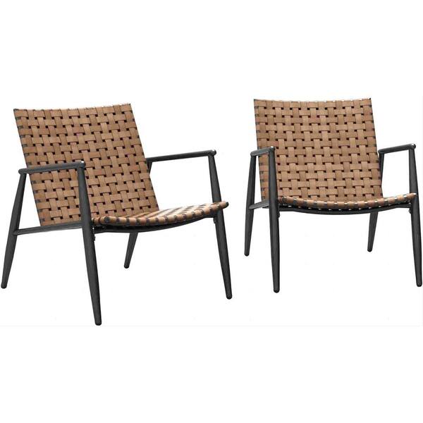 Mondawe Aluminum Frame Patio Wicker Rattan Adirondack Chair Dining Chair (Set of 2)
