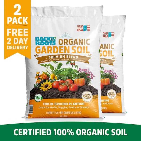 Back to the Roots Organic Garden Soil (2 1 cu.ft. Bags) Peat-Free, Blended with Organic Fertilizer