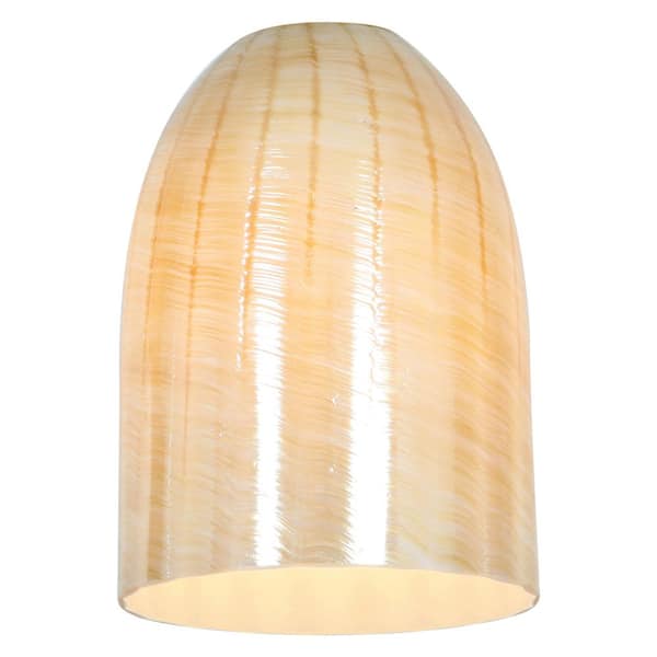 Wicker Amber Glass Shade, Amber Glass Bell Lamp Shade