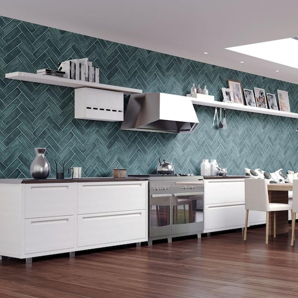 Lustro Teal Wallpaper Sample
