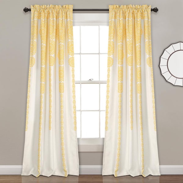 Lush Decor Yellow Solid Rod Pocket Room, White And Yellow Curtains