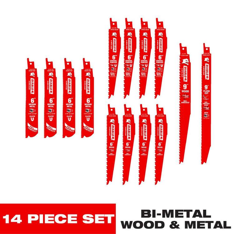 DIABLO Bi-Metal Reciprocating Saw Blade Set (14-Piece)