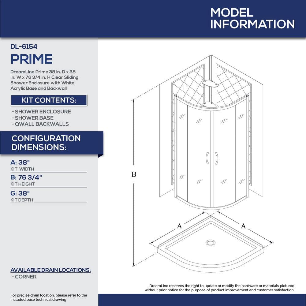 Prime 38" Satin Black Round Sliding Shower Kit with Frosted Glass