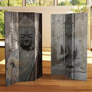 Stone Buddha 6 ft. Printed 3-Panel Room Divider
