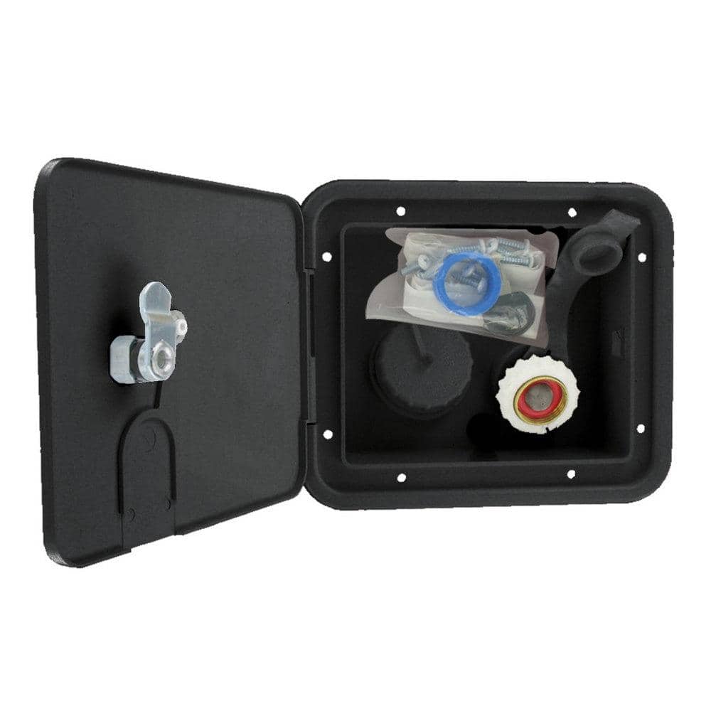 Valterra Gravity/City Water Inlet Hatch Brass, Black (Carded) A01