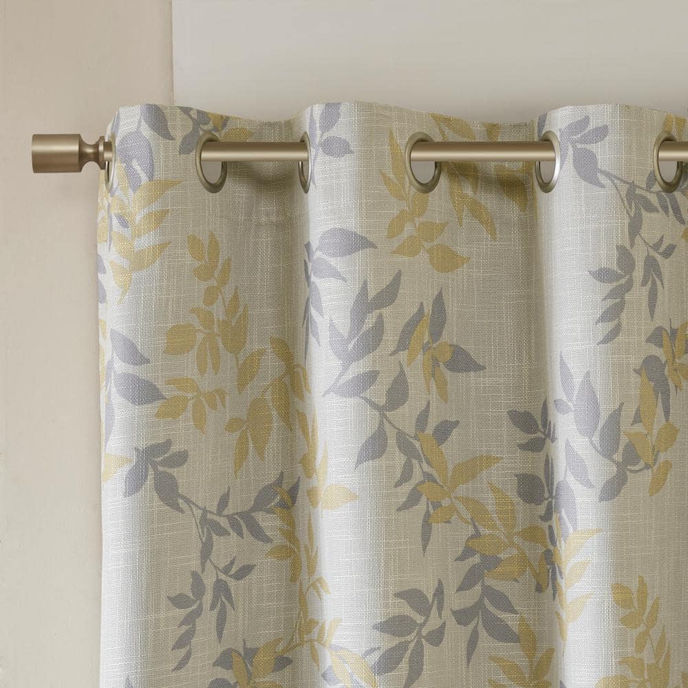 Yellow Botanical Blackout Grommet Curtain Panel, 50" x 95"