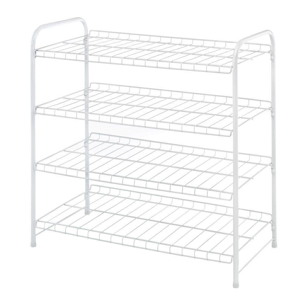 Whitmor 23.75 in. H 12-Pair White Iron Shoe Rack 6023-4139-CB - The ...