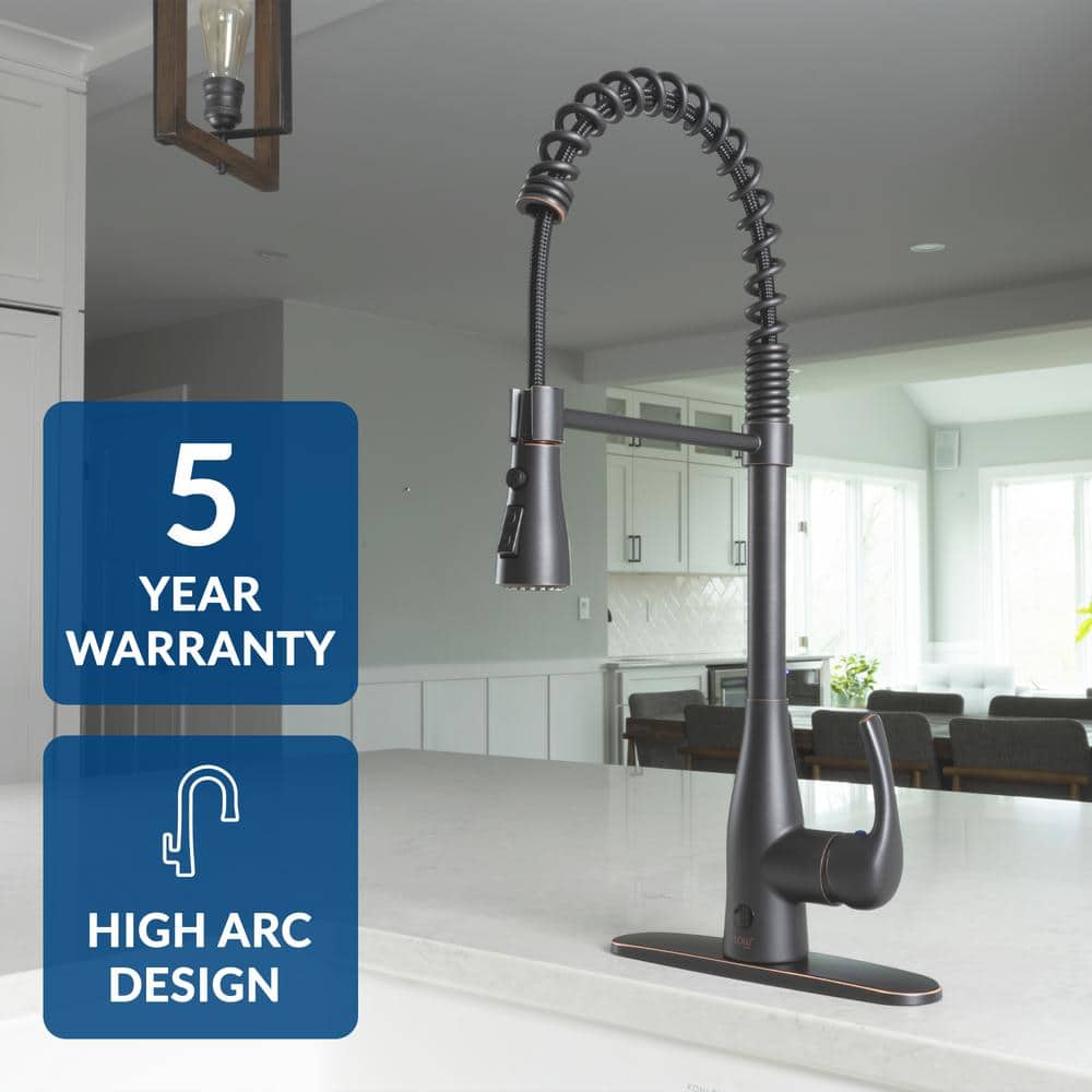 Oil-Rubbed Bronze Pull-Down Kitchen Faucet with Spring Neck