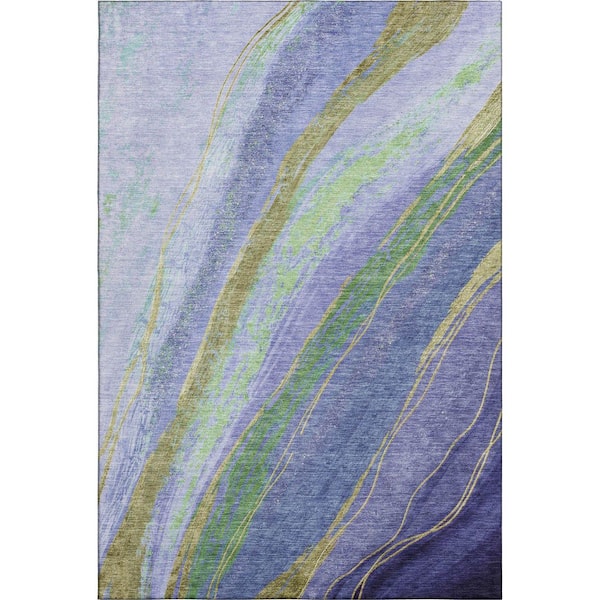 Mayfield Premium Machine Washable Abstract AMF2037 Purple 9 ft. x 12 ft. Area Rug