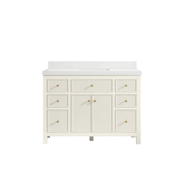 Sonoma 48 in. Single Sink Freestanding Alabaster Bath Vanity with White Qt. Top Unassembled